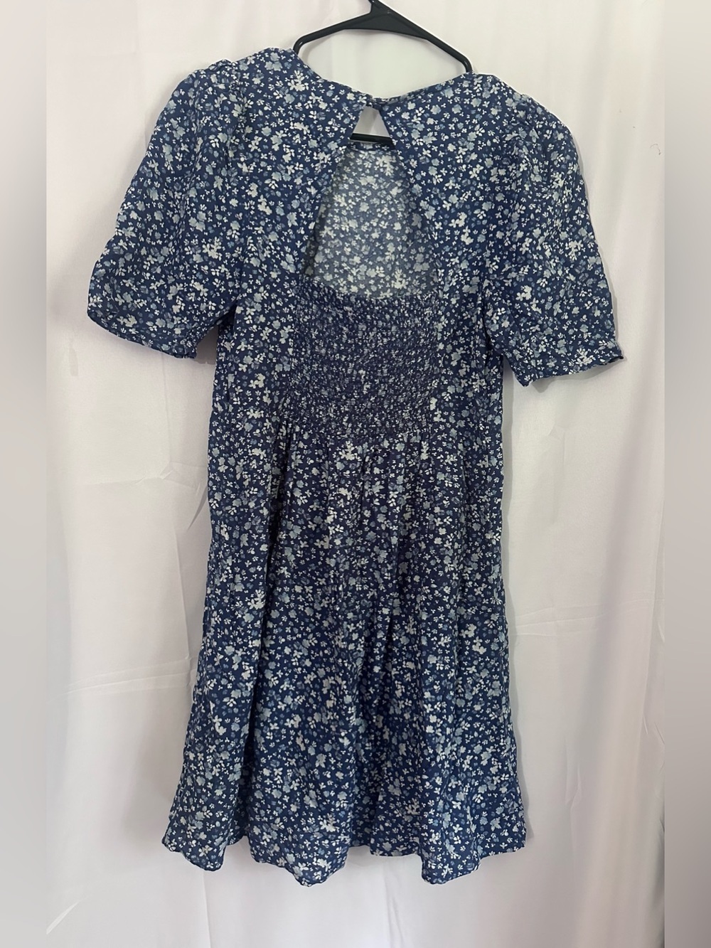 Old Navy Navy Blue Floral Puff-Sleeve Midi Dress - Picture 3 of 3